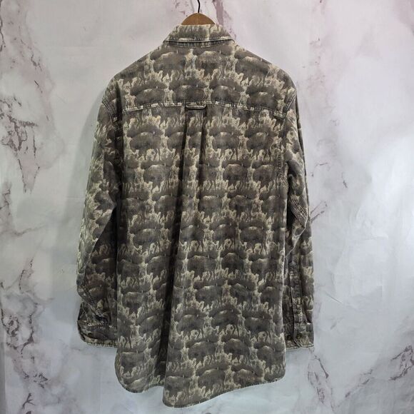 Woolrich Shirt Mens Large Bison Buffalo Animal Button Down Wildlife Vintage - Picture 5 of 10